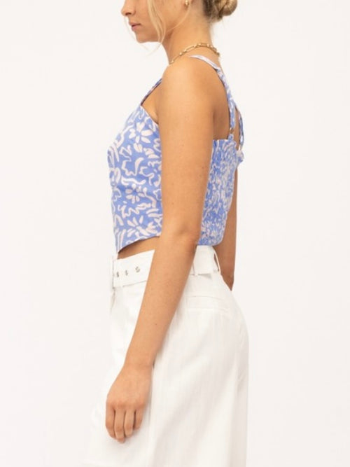 Blue Floral Crop Top