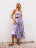 Blue Floral Maxi Skirt